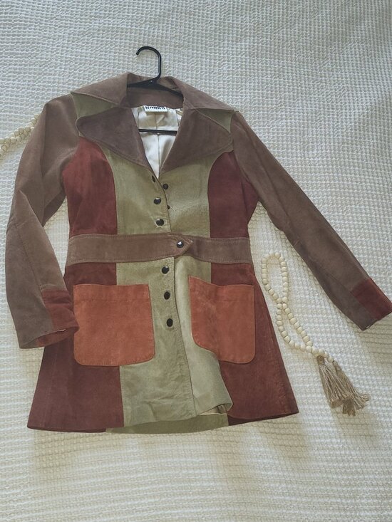 Mambo Jackets & Blazers - Vintage Mambo Genuine Suede Leather Patchwork Jacket Coat Made In USA 70s Boho M